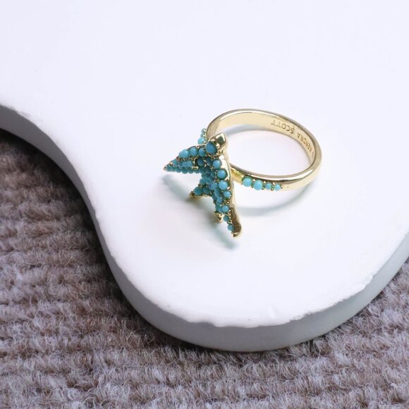 Kendra Scott Teal Crystal Gold #7 Cocktail Ring - Melody Bird - Picture 2 of 2